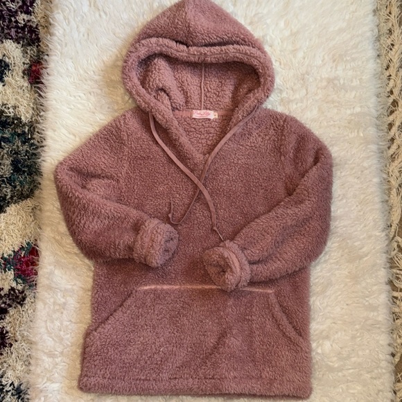 Pink Lily Sherpa Pullover Hoodie, Size S - Picture 3 of 10